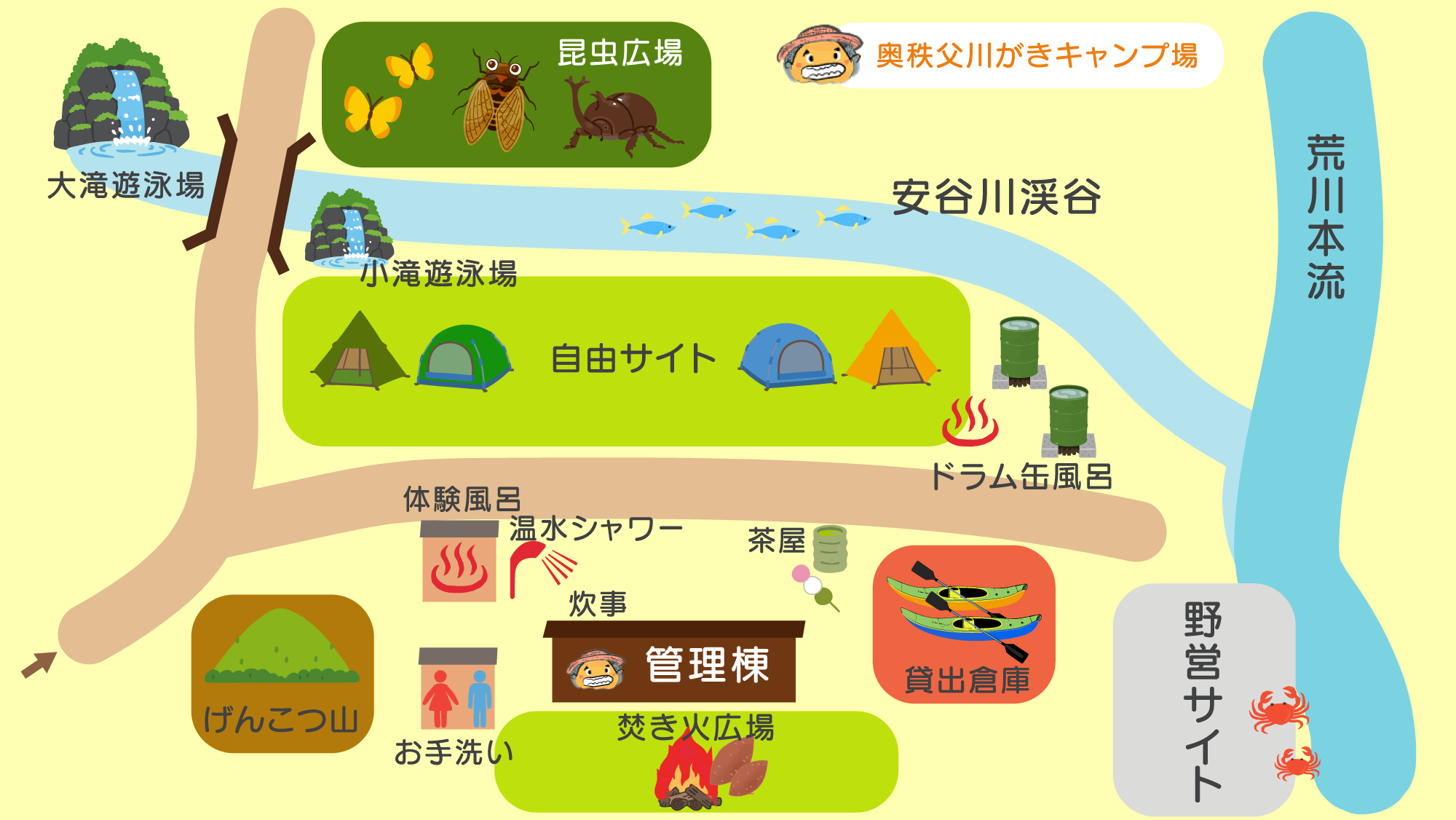 川がきキャンプ場マップ